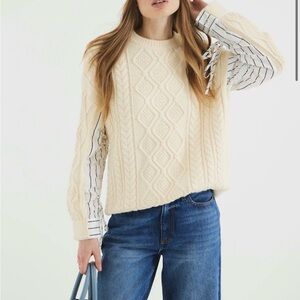 Elegant Cream Cable Knit Sweater